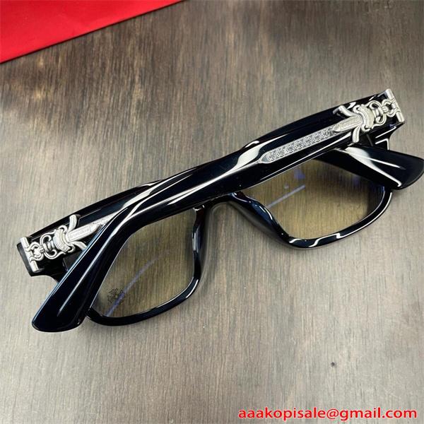 クロムハーツ Chrome Hearts Vagillionaire コピー メガネ フレーム メンズ レディース スクエア 太縁 ブラック シルバー装飾 高級アイウェア