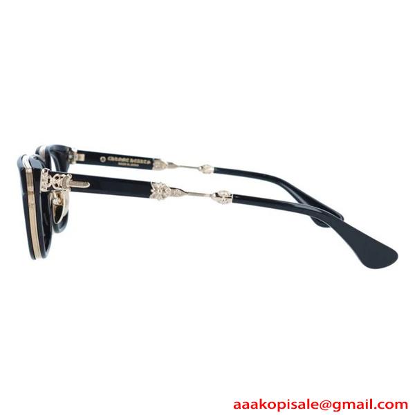 クロムハーツ Chrome Hearts DUCK BUTTER コピー メガネ フレーム メンズ レディース ボストン風 ブラック ゴールドテンプル クラシック 高級感