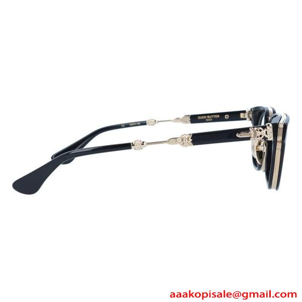クロムハーツ Chrome Hearts DUCK BUTTER コピー メガネ フレーム メンズ レディース ボストン風 ブラック ゴールドテンプル クラシック 高級感