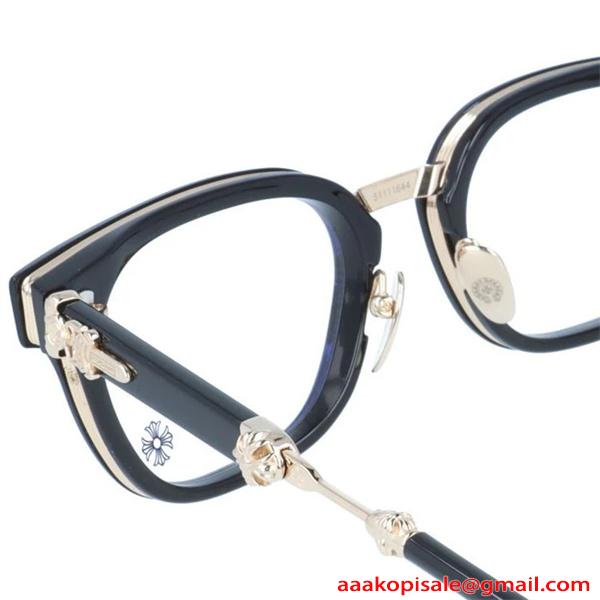 クロムハーツ Chrome Hearts DUCK BUTTER コピー メガネ フレーム メンズ レディース ボストン風 ブラック ゴールドテンプル クラシック 高級感