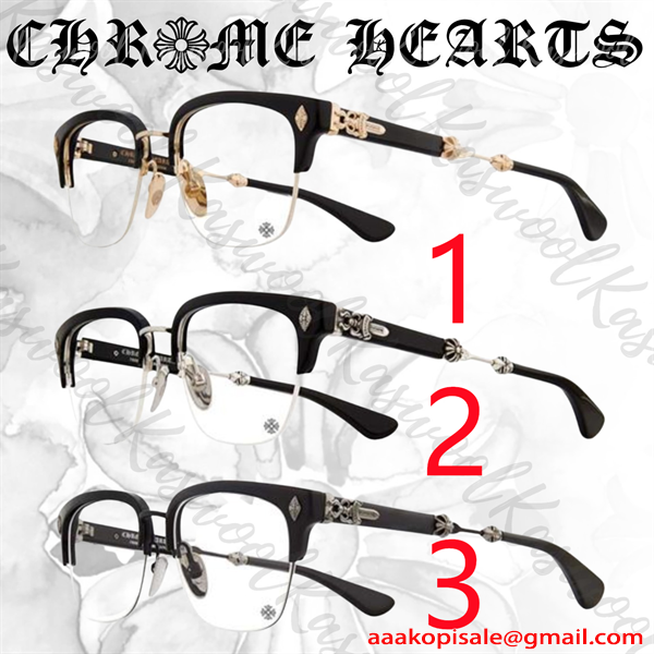 クロムハーツ Chrome Hearts DUCK BUTTER コピー メガネ フレーム メンズ レディース ボストン風 ブラック ゴールドテンプル クラシック 高級感
