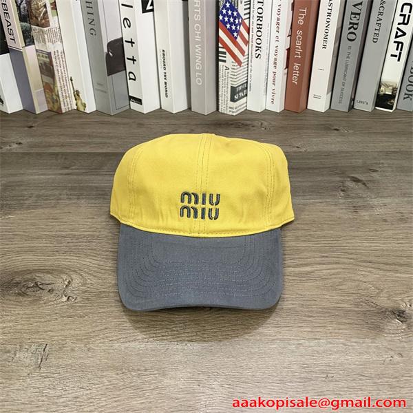 激安 ベースボールキャップ バイカラーデザイン ロゴ刺繍 ファッション小物 日常コーデ 紫外線対策 ユニセックス ミュウミュウ コピー MIU MIU