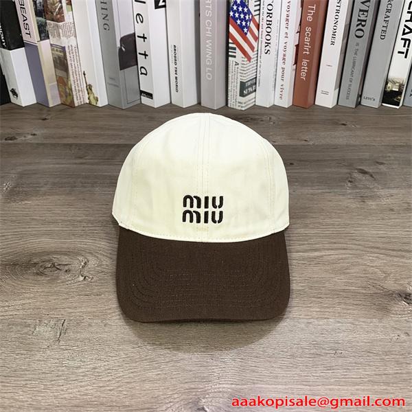 激安 ベースボールキャップ バイカラーデザイン ロゴ刺繍 ファッション小物 日常コーデ 紫外線対策 ユニセックス ミュウミュウ コピー MIU MIU