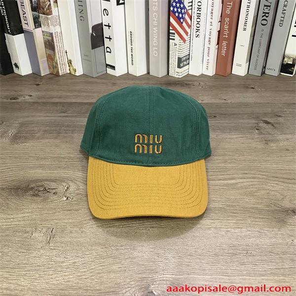 激安 ベースボールキャップ バイカラーデザイン ロゴ刺繍 ファッション小物 日常コーデ 紫外線対策 ユニセックス ミュウミュウ コピー MIU MIU
