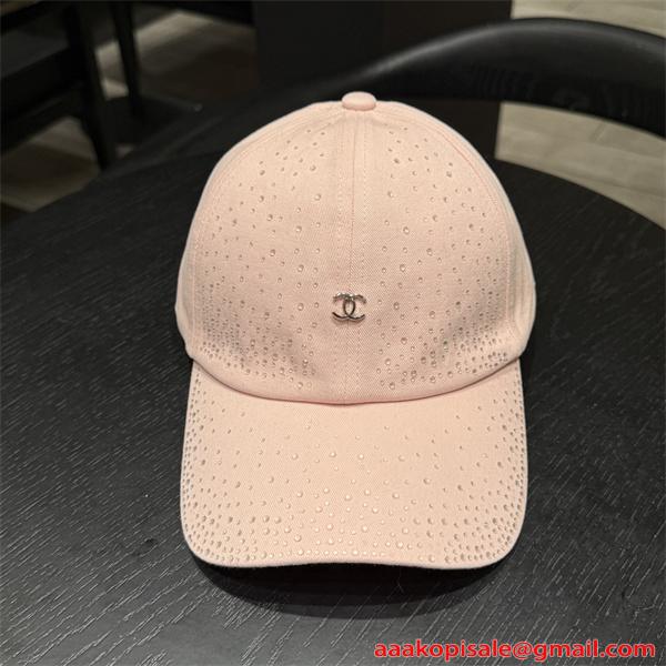 レディース 夏用 涼感 通気性 軽量 ラインストーン装飾 シンプルロゴ 上品 カジュアル 日よけ 帽子 シャネル コピー CHANEL