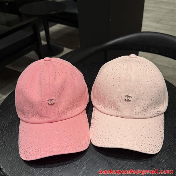 レディース 夏用 涼感 通気性 軽量 ラインストーン装飾 シンプルロゴ 上品 カジュアル 日よけ 帽子 シャネル コピー CHANEL
