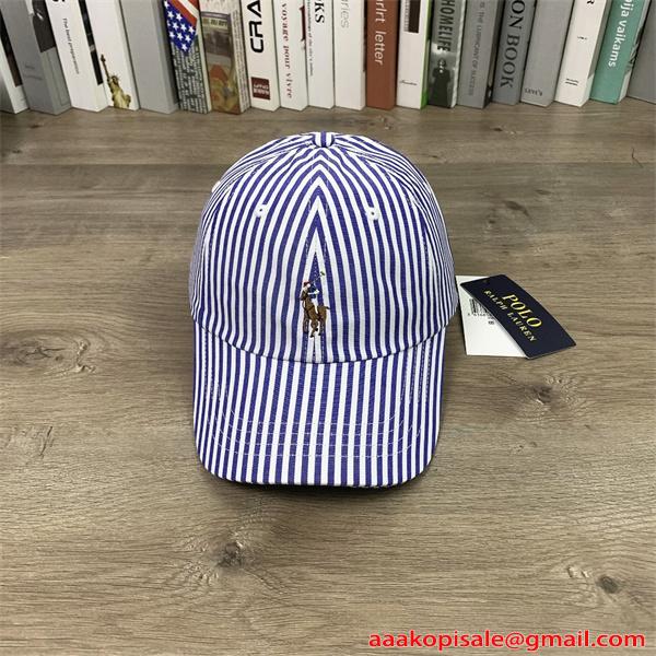ストライプ 刺繍ロゴ レトロ調 上品カジュアル コーデ映え 配色デザイン 帽子 ポロ ラルフローレン コピー POLO RALPH LAUREN