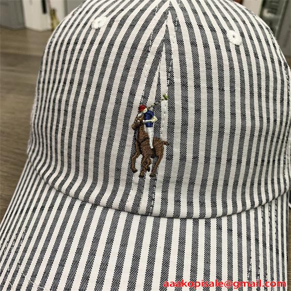 ストライプ 刺繍ロゴ レトロ調 上品カジュアル コーデ映え 配色デザイン 帽子 ポロ ラルフローレン コピー POLO RALPH LAUREN