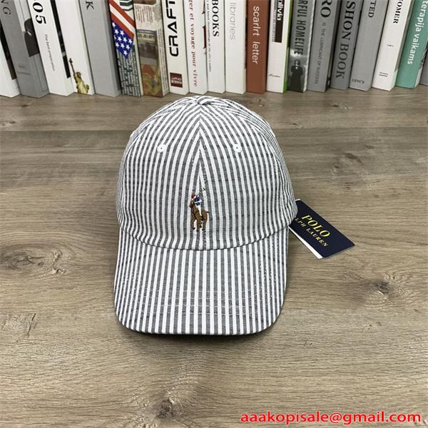 ストライプ 刺繍ロゴ レトロ調 上品カジュアル コーデ映え 配色デザイン 帽子 ポロ ラルフローレン コピー POLO RALPH LAUREN