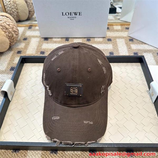 無地 ダメージ加工 ロゴプレート 上品 シンプル 高級感 カジュアル 帽子 ロエベ コピー LOEWE