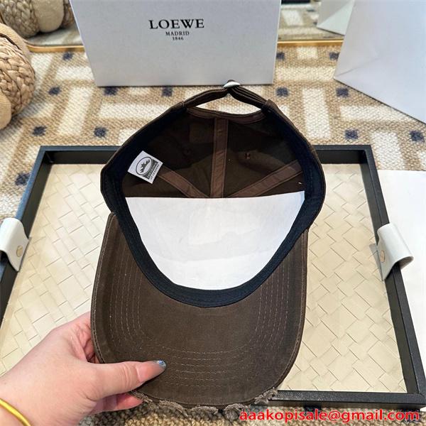 無地 ダメージ加工 ロゴプレート 上品 シンプル 高級感 カジュアル 帽子 ロエベ コピー LOEWE