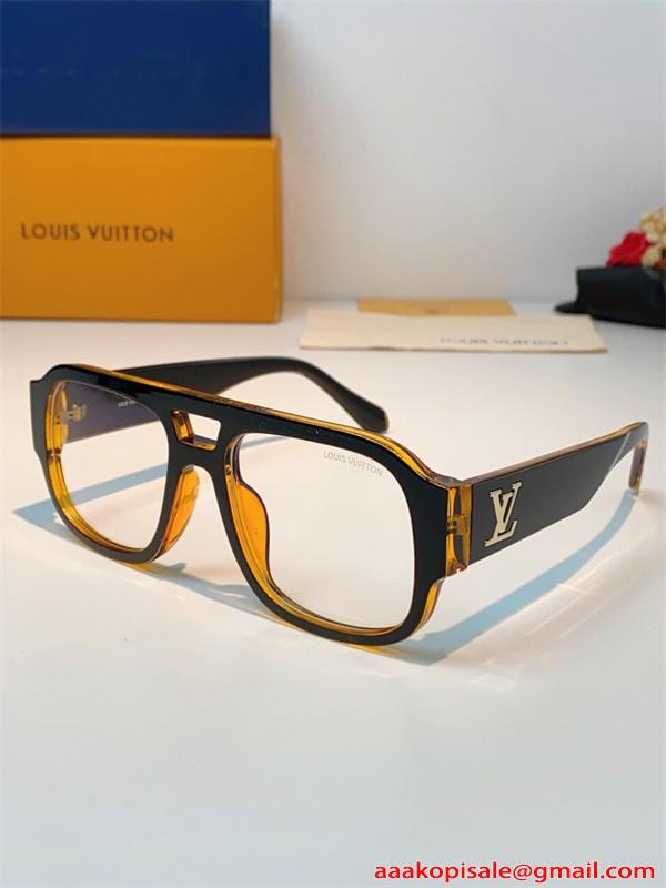 ルイヴィトン コピー 伊達メガネ 韓国風 ストリート スクエアフレーム 小顔効果 男女兼用 おしゃれ Louis Vuitton