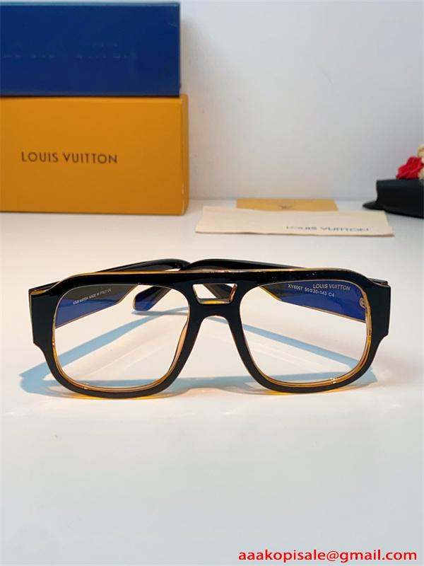 ルイヴィトン コピー 伊達メガネ 韓国風 ストリート スクエアフレーム 小顔効果 男女兼用 おしゃれ Louis Vuitton