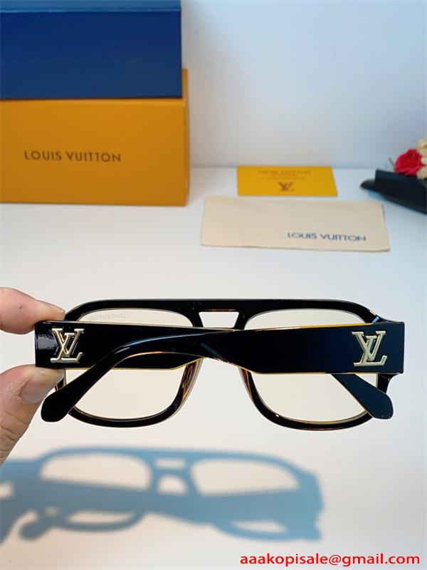 ルイヴィトン コピー 伊達メガネ 韓国風 ストリート スクエアフレーム 小顔効果 男女兼用 おしゃれ Louis Vuitton