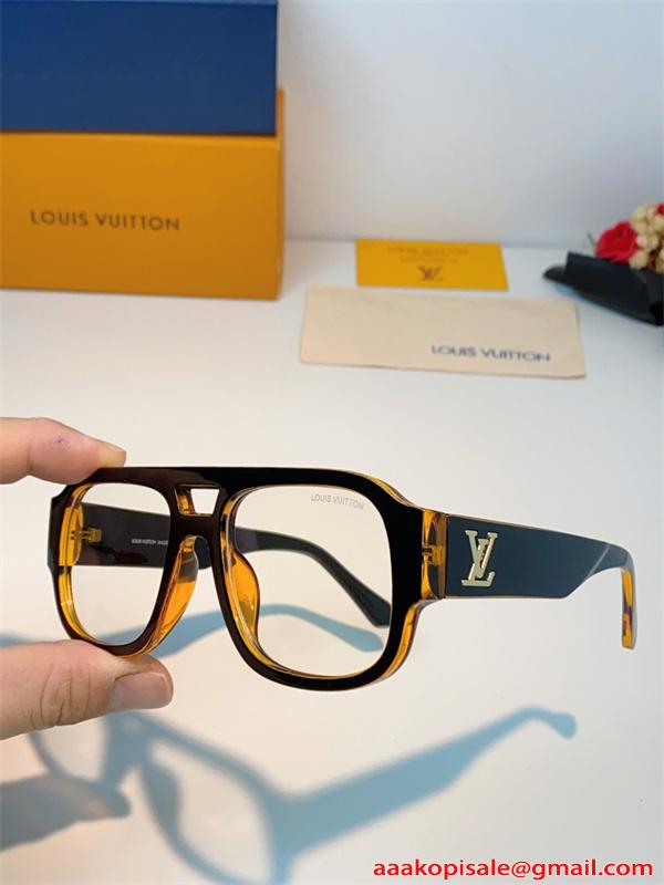 ルイヴィトン コピー 伊達メガネ 韓国風 ストリート スクエアフレーム 小顔効果 男女兼用 おしゃれ Louis Vuitton