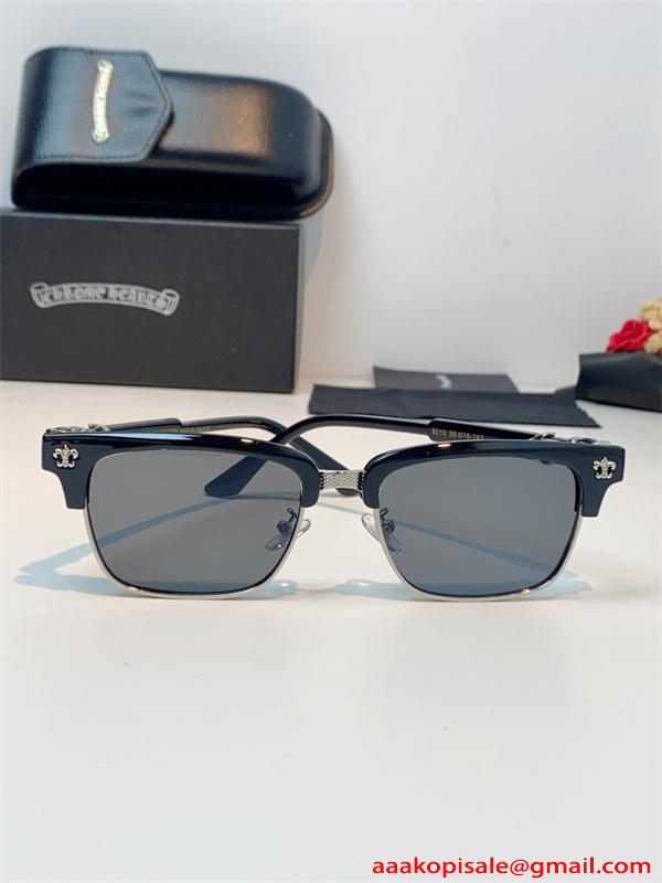 Chrome Hearts サングラス ハーフリム クロムハーツ コピー メタルフレーム スクエア ストリート 高級感 メンズ レディース UVカット 
