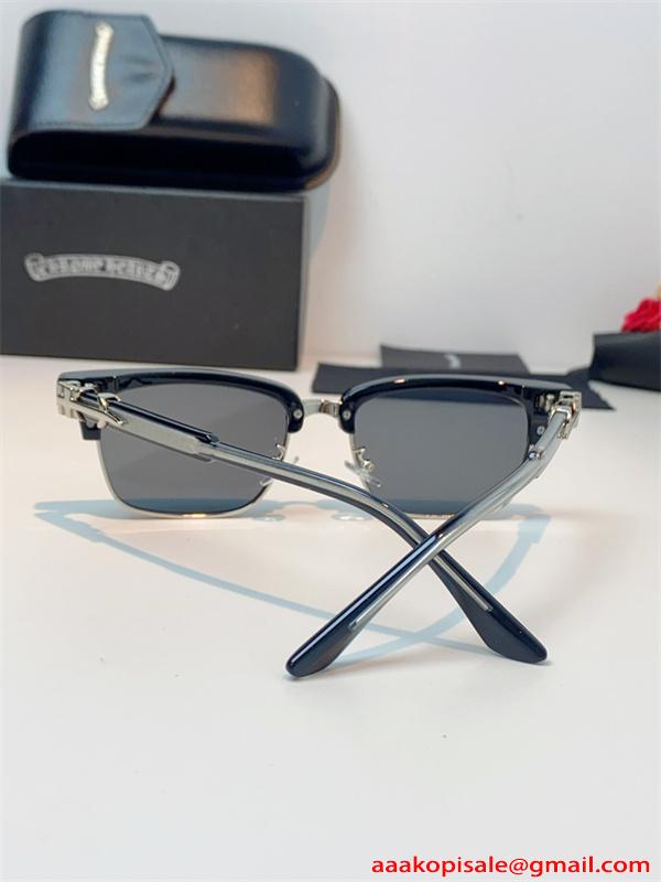 Chrome Hearts サングラス ハーフリム クロムハーツ コピー メタルフレーム スクエア ストリート 高級感 メンズ レディース UVカット 