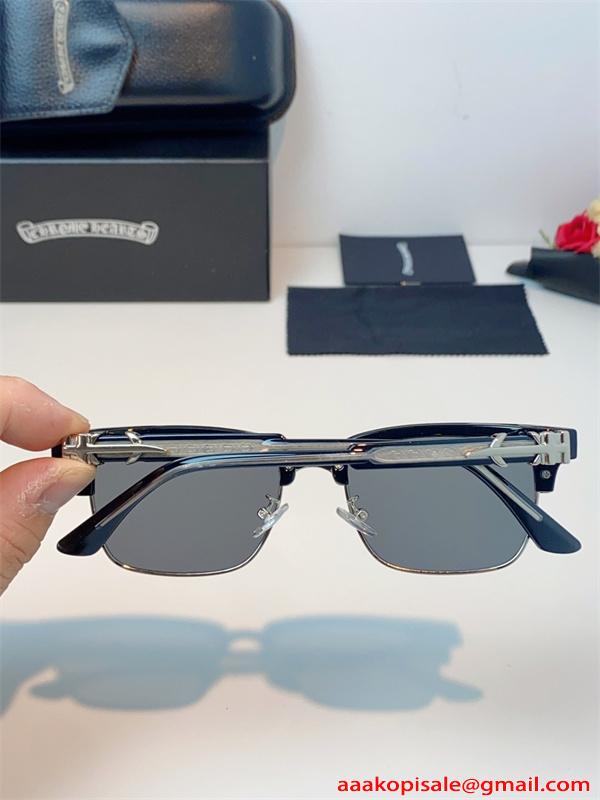 Chrome Hearts サングラス ハーフリム クロムハーツ コピー メタルフレーム スクエア ストリート 高級感 メンズ レディース UVカット 