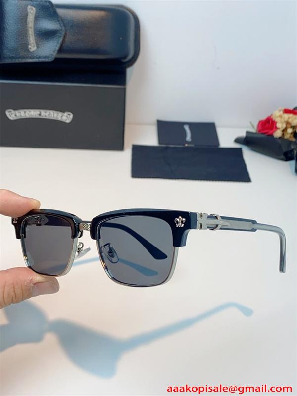 Chrome Hearts サングラス ハーフリム クロムハーツ コピー メタルフレーム スクエア ストリート 高級感 メンズ レディース UVカット 