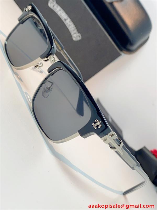 Chrome Hearts サングラス ハーフリム クロムハーツ コピー メタルフレーム スクエア ストリート 高級感 メンズ レディース UVカット 
