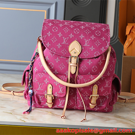 リュック レディース ピンク デニム モノグラム バックパック 大容量 2WAY ルイヴィトン コピー Louis Vuitton