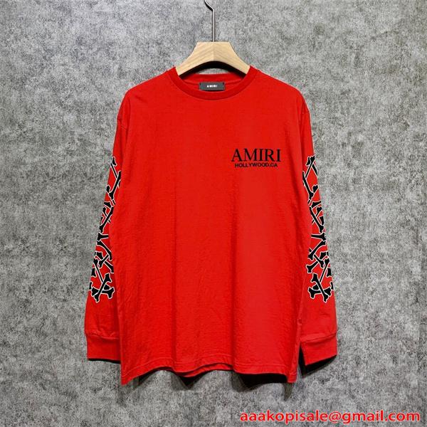 アミリ AMIRI コピー BONES STACKED ロンT メンズ 長袖Tシャツ 骨