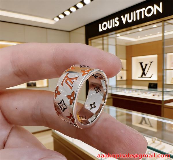 リング レディース メンズ シルバー カラフル エナメル モノグラム 幅広リング ブルー ルイヴィトン コピー LOUIS VUITTON グリーン オレンジ ホワイト ペアリング 指輪 高級感 ストリート 人気