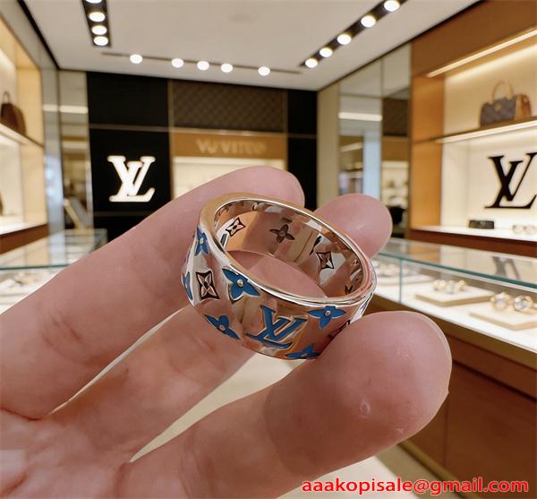 リング レディース メンズ シルバー カラフル エナメル モノグラム 幅広リング ブルー ルイヴィトン コピー LOUIS VUITTON グリーン オレンジ ホワイト ペアリング 指輪 高級感 ストリート 人気