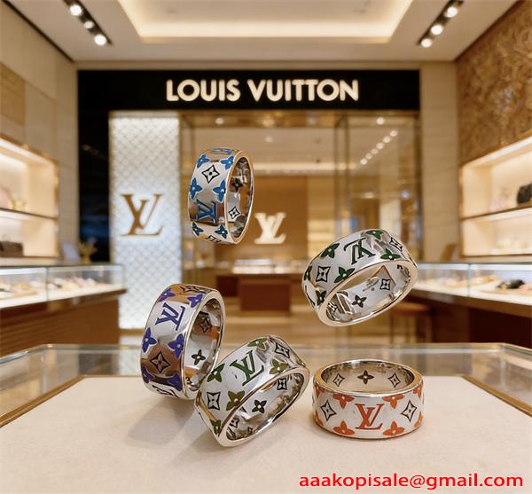 リング レディース メンズ シルバー カラフル エナメル モノグラム 幅広リング ブルー ルイヴィトン コピー LOUIS VUITTON グリーン オレンジ ホワイト ペアリング 指輪 高級感 ストリート 人気