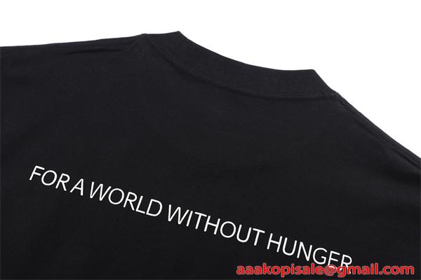   激安 メンズ Tシャツ ブラック 半袖 ロゴプリント WFP World Food Programme コラボ クルーネック カジュアル ストリート 夏人気 バレンシアガ コピー BALENCIAGA
