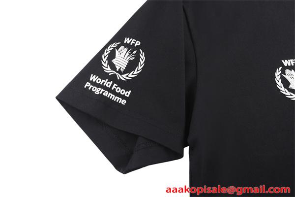   激安 メンズ Tシャツ ブラック 半袖 ロゴプリント WFP World Food Programme コラボ クルーネック カジュアル ストリート 夏人気 バレンシアガ コピー BALENCIAGA