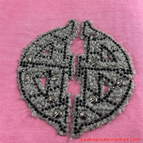  ブラック ピンク パープル 半袖 刺繍 毛圈ワッペン スタッズ装飾 ラインストーンロゴ クルーネック ストリート カジュアル 夏人気 バレンシアガ コピー BALENCIAGA