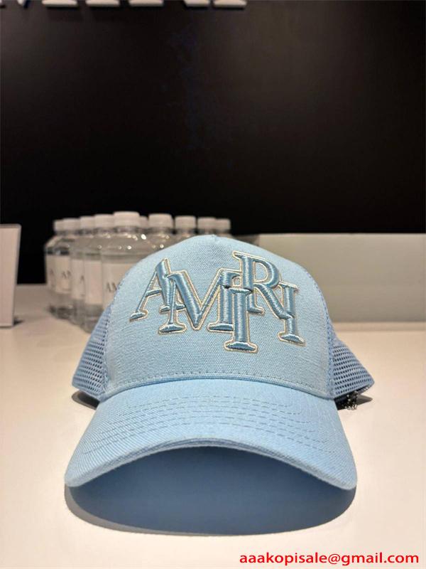 アミリ AMIRI コピー メッシュキャップ ロゴ刺繍 ライトブルー