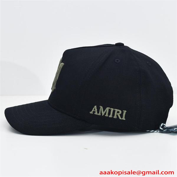 アミリ AMIRI コピー ベースボールキャップ ロゴ刺繍 メンズ レディース ブラック ネイビー グリーン 帽子 カジュアル ストリート 調整可能