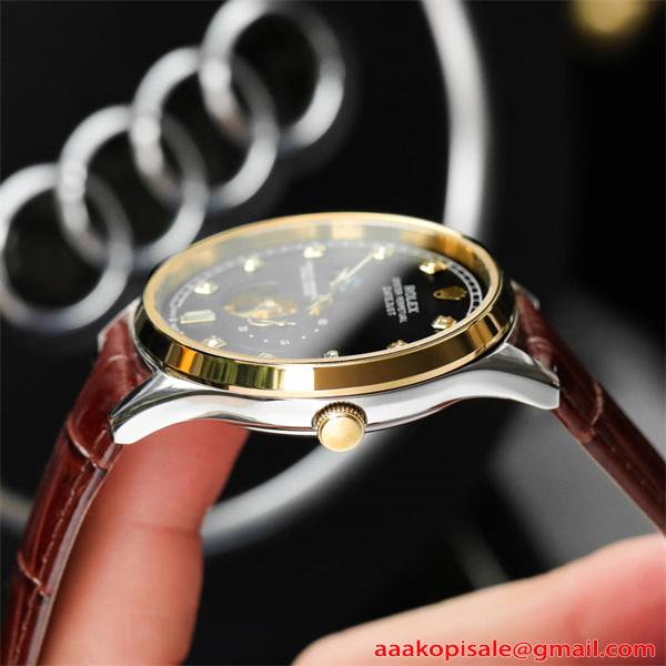 腕時計 メンズ ロレックス コピー ROLEX グリーン ブラック ゴールド ホワイト ブルー 自動巻き 機械式 スケルトン ムーンフェイズ風 レザーベルト 高級感  
