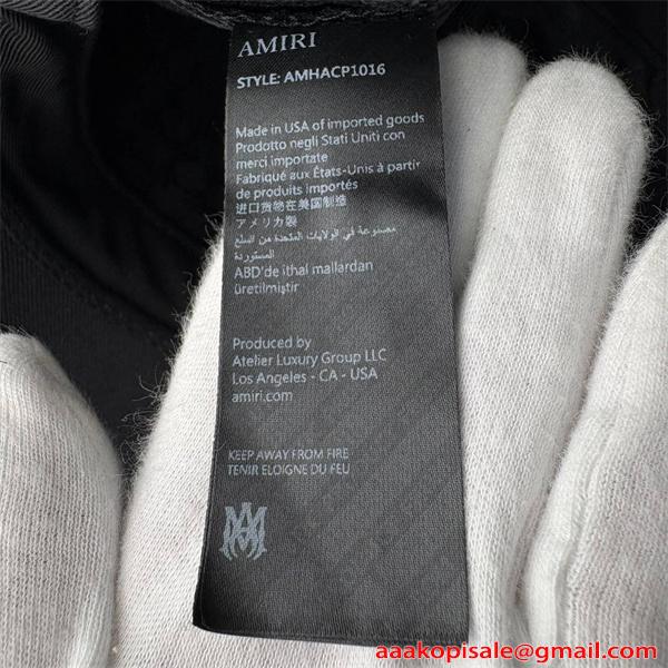 アミリ AMIRI コピー ベースボールキャップ ロゴ刺繍 ブラック ホワイト メンズ レディース 帽子 シンプル カジュアル ストリート 調整可能