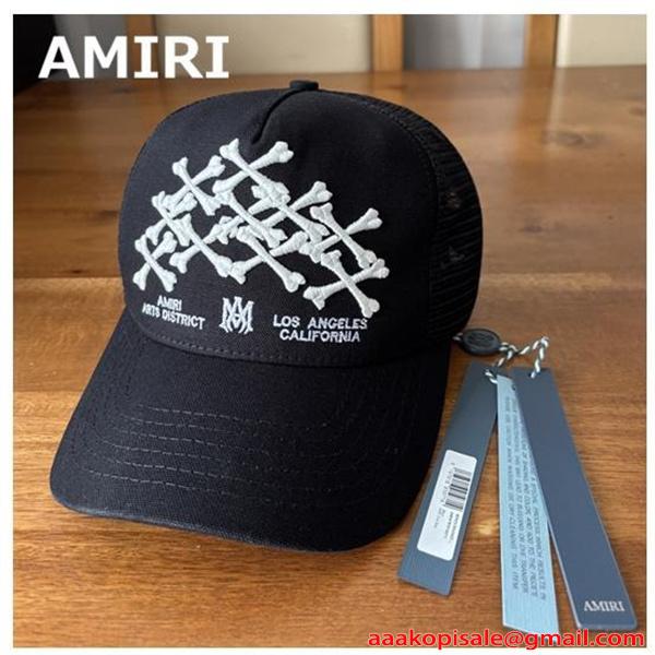 アミリ AMIRI コピー メッシュキャップ ボーンズ刺繍 ブラック ロゴ