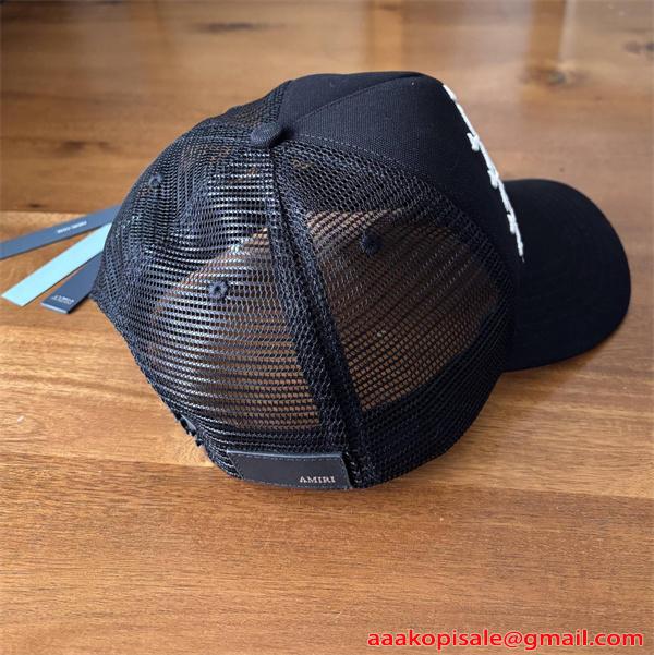 アミリ AMIRI コピー メッシュキャップ ボーンズ刺繍 ブラック ロゴデザイン LA カジュアル ストリート メンズ レディース 通気性 軽量
