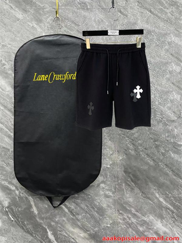 クロスパッチ クロムハーツ コピー Chrome Hearts スウェットショーツ メンズ レディース ドローストリング ウエスト ゴム仕様 ハーフパンツ