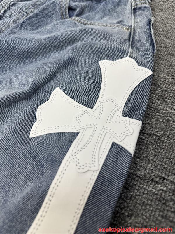  クロスデザイン パッチワーク ボトムス メンズ レディース ストレート ストリート クロムハーツ コピー CHROME HEARTS