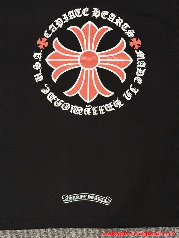 半袖Tシャツ クロスロゴ レッドプリント バックプリント ビッグシルエット ユニセックス クロムハーツ コピー CHROME HEARTS