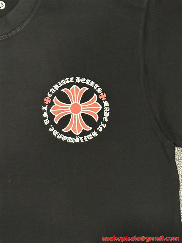 半袖Tシャツ クロスロゴ レッドプリント バックプリント ビッグシルエット ユニセックス クロムハーツ コピー CHROME HEARTS