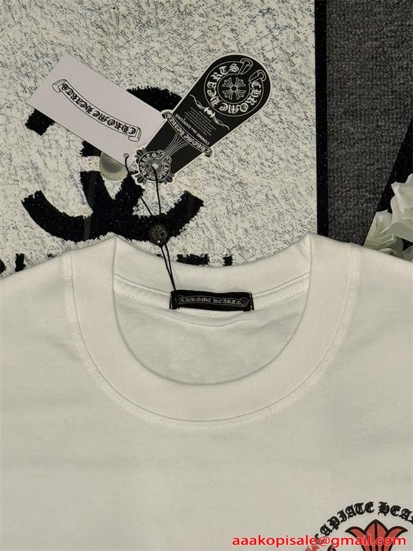 半袖Tシャツ クロスロゴ レッドプリント バックプリント ビッグシルエット ユニセックス クロムハーツ コピー CHROME HEARTS