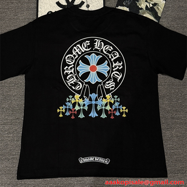 クロスプリント Tシャツ  クロムハーツ コピー CHROME HEARTS メンズ レディース 半袖トップス カラークロス ロゴデザイン ストリート
