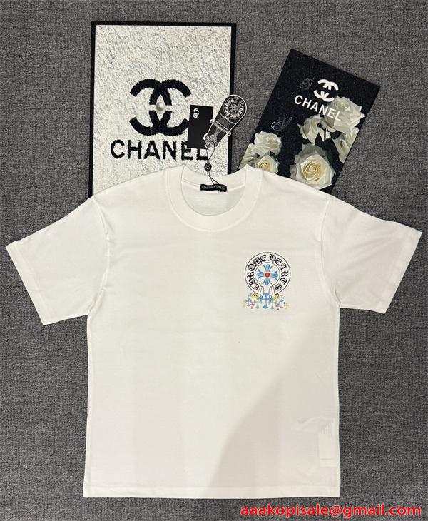 クロスプリント Tシャツ  クロムハーツ コピー CHROME HEARTS メンズ レディース 半袖トップス カラークロス ロゴデザイン ストリート