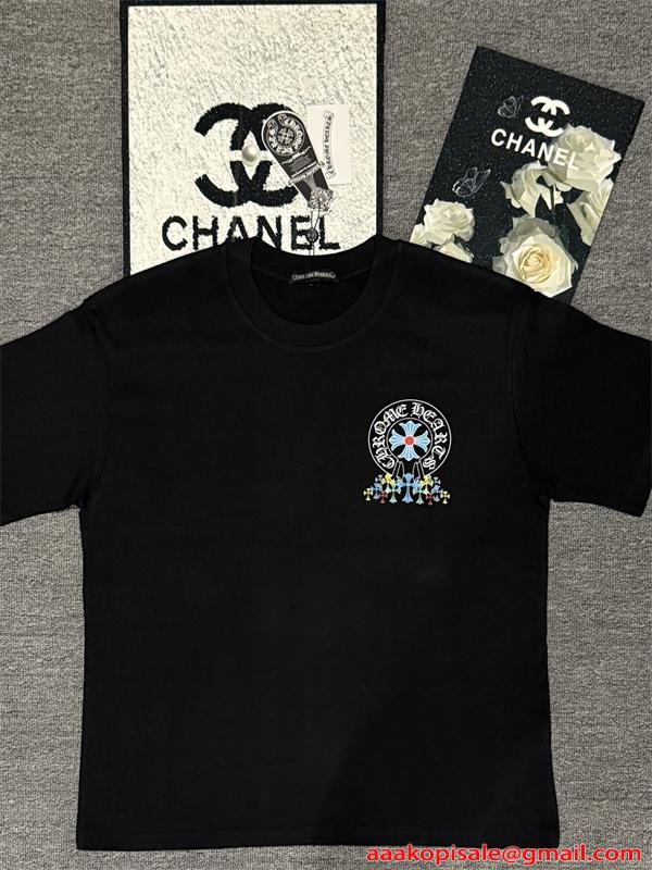 クロスプリント Tシャツ  クロムハーツ コピー CHROME HEARTS メンズ レディース 半袖トップス カラークロス ロゴデザイン ストリート