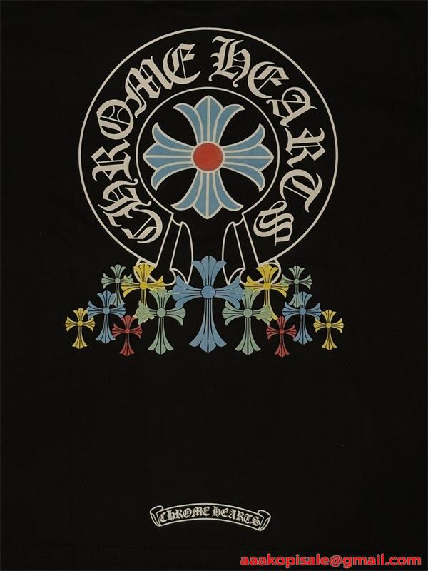 クロスプリント Tシャツ  クロムハーツ コピー CHROME HEARTS メンズ レディース 半袖トップス カラークロス ロゴデザイン ストリート