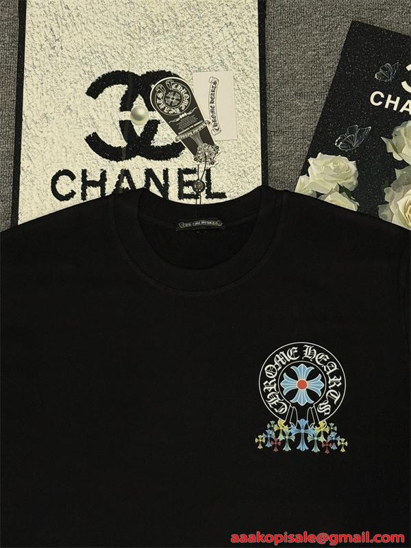 クロスプリント Tシャツ  クロムハーツ コピー CHROME HEARTS メンズ レディース 半袖トップス カラークロス ロゴデザイン ストリート