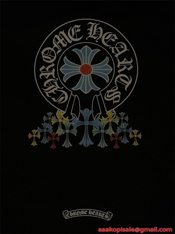 クロスプリント Tシャツ  クロムハーツ コピー CHROME HEARTS メンズ レディース 半袖トップス カラークロス ロゴデザイン ストリート