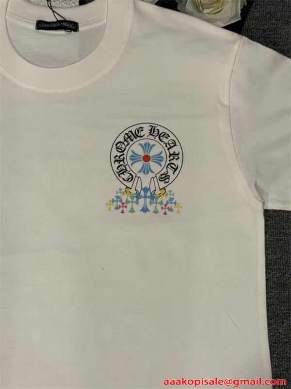 クロスプリント Tシャツ  クロムハーツ コピー CHROME HEARTS メンズ レディース 半袖トップス カラークロス ロゴデザイン ストリート
